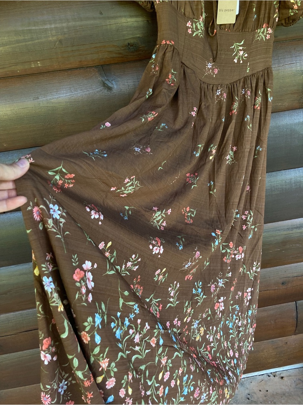 NWT Brown Floral Midi Fall Dress - Picture 7 of 13